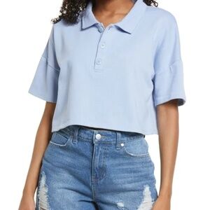 BP. CROP BOXY POLO BLUE  - XS